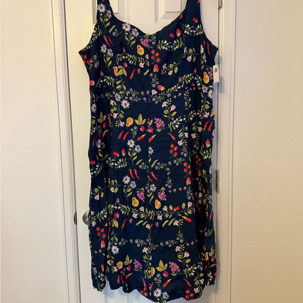 Fit & Flare Sleeveless Linen-Blend Midi Dress